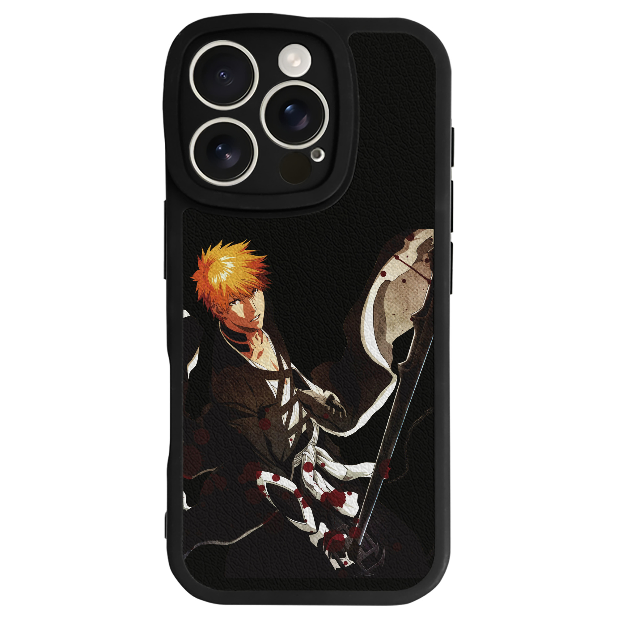 ブリーチ 黒崎一護（くろさき いちご）BLEACH Kurosaki Ichigo 【iPhone 16シリーズ対応】シリコンスマホケース（レザー調） 材質：シリコン